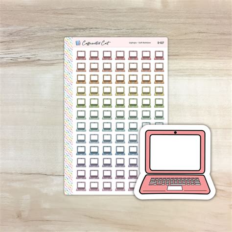 Laptop Doodle Icon Stickers Soft Rainbow Colorway D-027 - Etsy