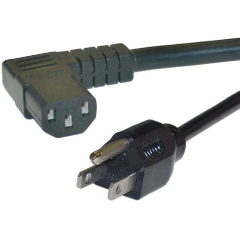 25ft Right Angle Black Computer Power Cord 14 Awg