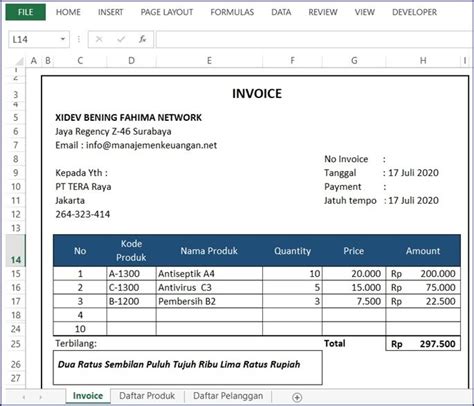 Contoh Invoice Penagihan Jasa Produk Excel Tutorial Cara Buat