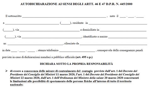 Modulo Di Autocertificazione Modulo