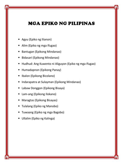 Mga Epiko Ng Pilipinas Pdf