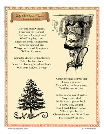 Jolly Old Saint Nicholas Lyrics Sheet Tim S Printables