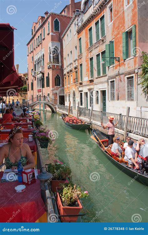 Venice cafe and canal editorial stock photo. Image of tourism - 26778348