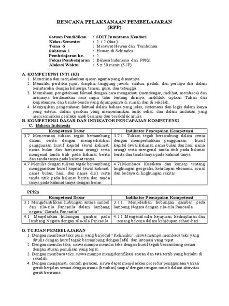 Rpp Kelas 2 Tema 6 Subtema 1 Pemb 2 Pdf