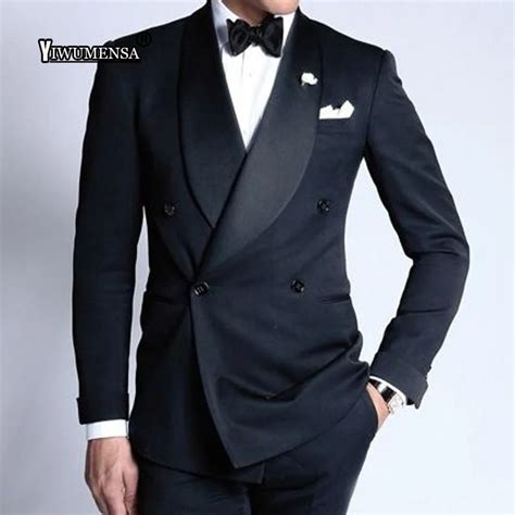 Yiwumensa Double Breasted Navy Wedding Groom Tuxedos For Man Suits 2019