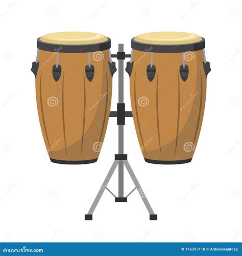 Vector Illustration Of Conga Drums Isolated On White Background Stock