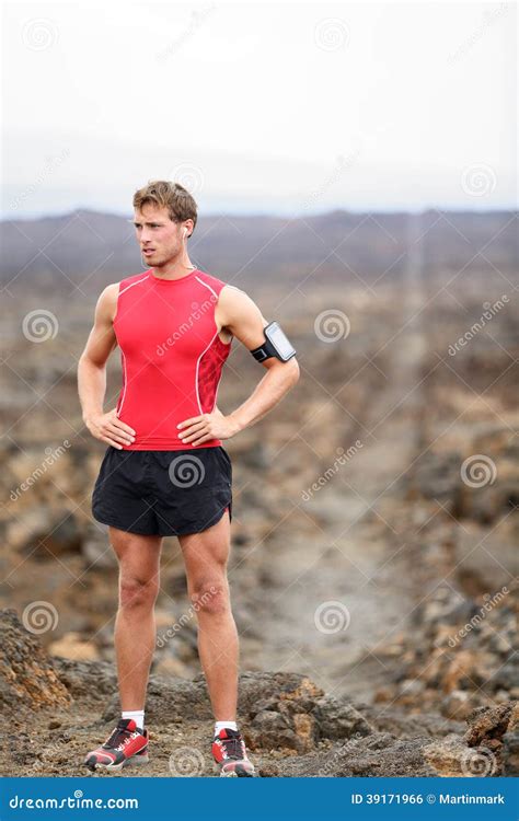 Runner Man Portrait Of Running Athlete Resting Stock Photo Image Of