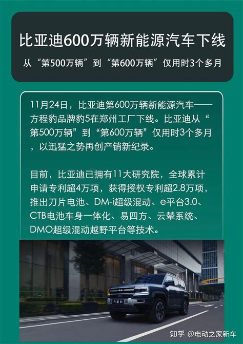 比亚迪600万辆新能源汽车下线 知乎