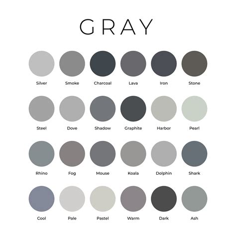 Gray Color Shades Swatches Palette with Names 45805869 Vector Art at