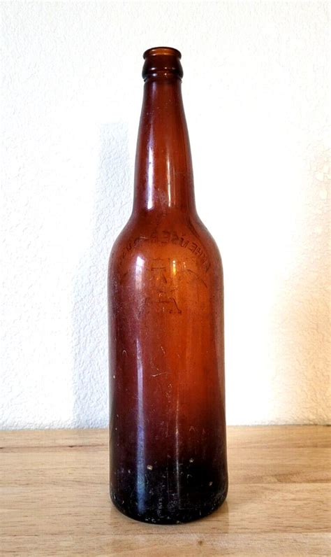 Antique S Anheuser Busch Amber Quart Beer Bottle W Embossed Eagle