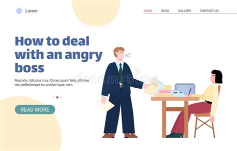 Rules To Deal With Angry Boss Web Banner Concept Flat Vector