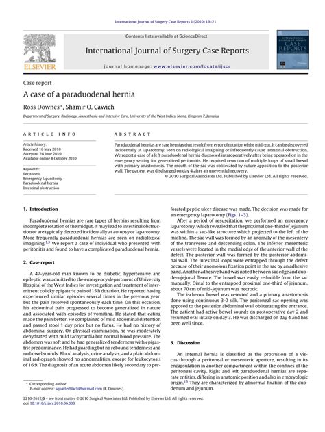 (PDF) A case of a paraduodenal hernia