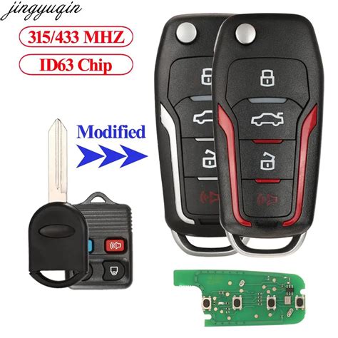 Jingyuqin Remote Control Car Key 315 433MHZ ID63 For Ford Crown Focus