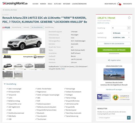 Renault Arkana im Leasing für 115 Euro im Monat netto ntv Autoleasing