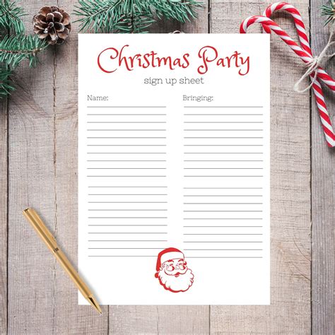 Christmas Party Sign Up Sheet Work Printable Christmas Party Potluck