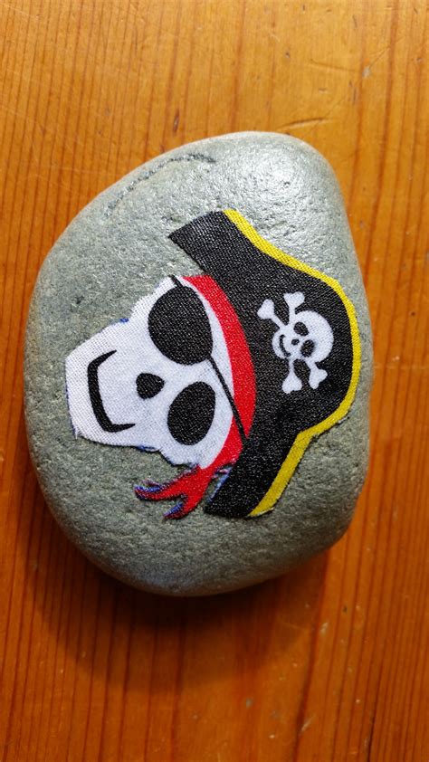 Long Rock Pebble With Pirate June 2016 Sold August 2016 Painted