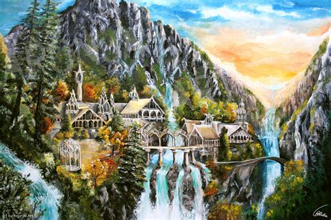 Rivendell Oil Painting Aronja Art Middle Earth Art Framed Poster Art