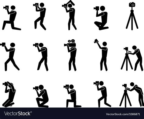 Black Photographer Icons Set Royalty Free Vector Image