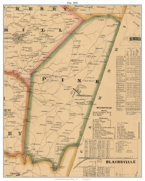 Pine Township Pennsylvania 1856 Old Town Map Custom Print Indiana Co