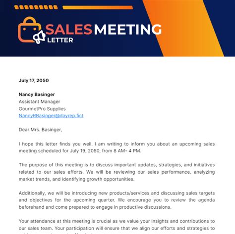 Sales Meeting Letter Template - Edit Online & Download Example ...