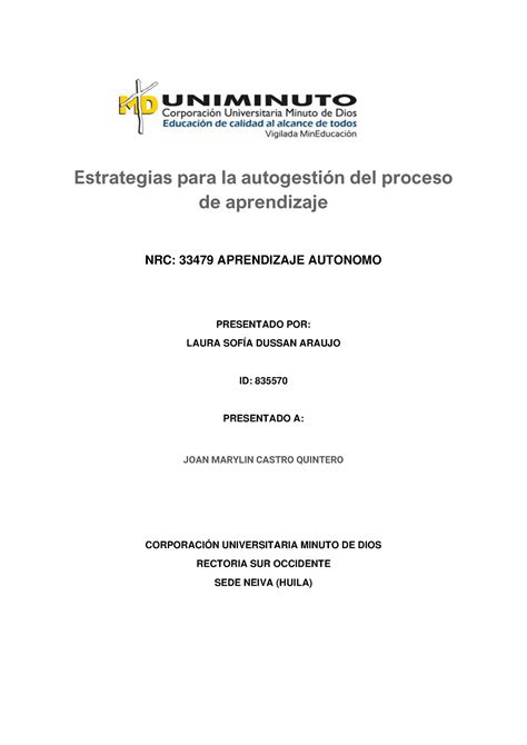 Estrategias Para La Autogesti N Del Proceso De Aprendizaje