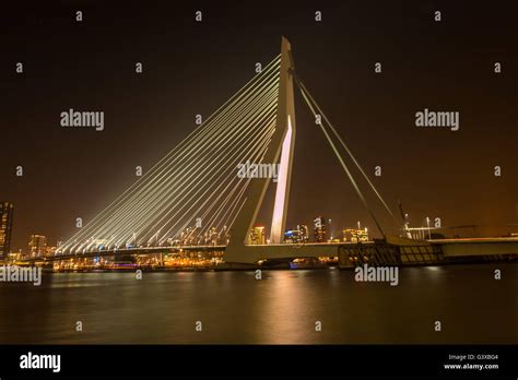 Erasmus Bridge at night in Netherlands Stock Photo - Alamy