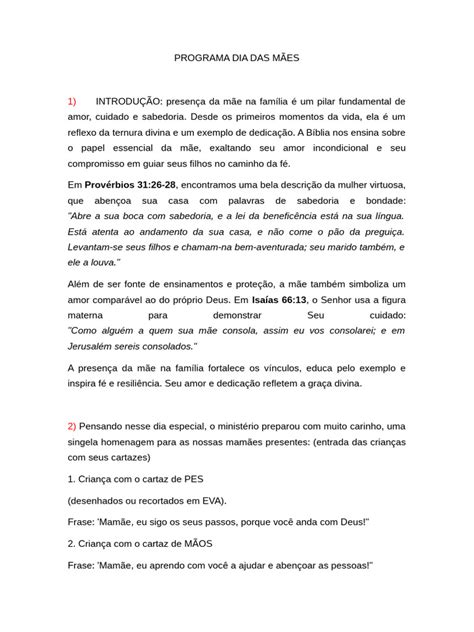 Programa Dia Das Maes - Programa Especial para o Dia das Mães | PDF