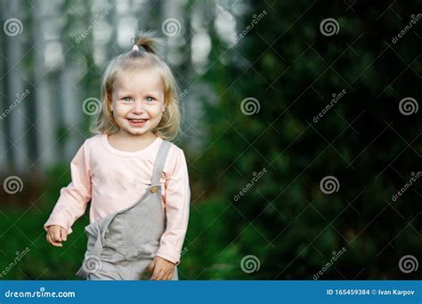 Cute Blonde Kid Smile Summertime Outdoors Bokeh Stock Photo Image Of