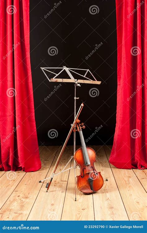 Violin On Stage Theater Stock Photo Image Of Velvet