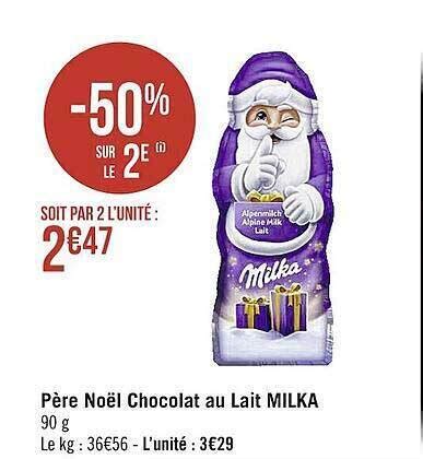 Promo Père noël chocolat au lait milka chez Supermarchés