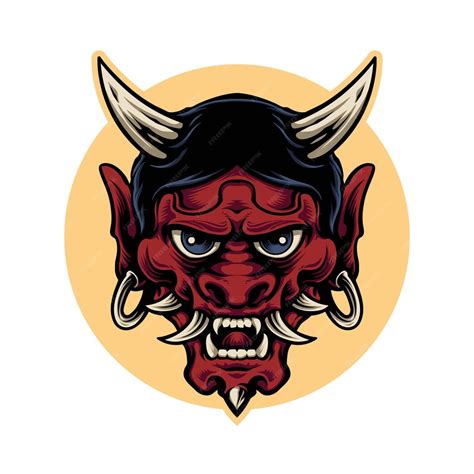 Gráfico Vectorial De Ilustración Del Diablo Rojo Oni Japonés Adecuado