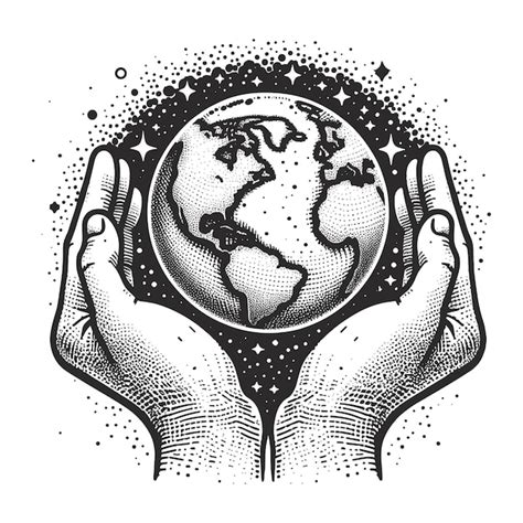 Premium Vector A Hand Holding A Globe With The World Around It