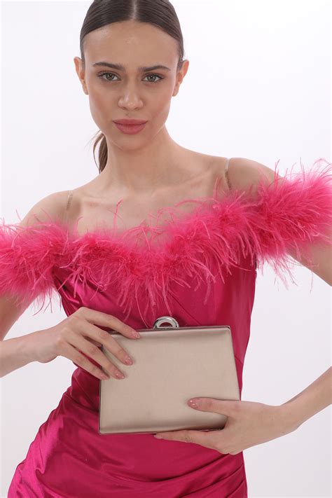womenacs Nude Renk Saten Abiye Portföy Clutch Kadın Çanta Yeni Sezon