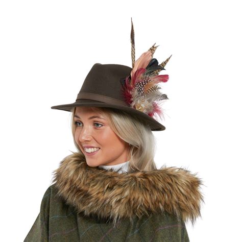 Alma Brown Fedora Hat With Feathers Grace And Dotty