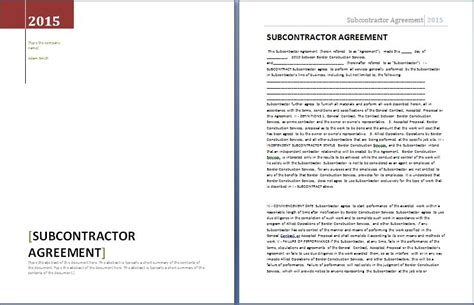 Subcontractor Agreement Contract Templates