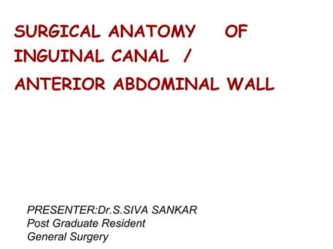 SURGICAL ANATOMY OF THE INGUINAL CANAL | PPT