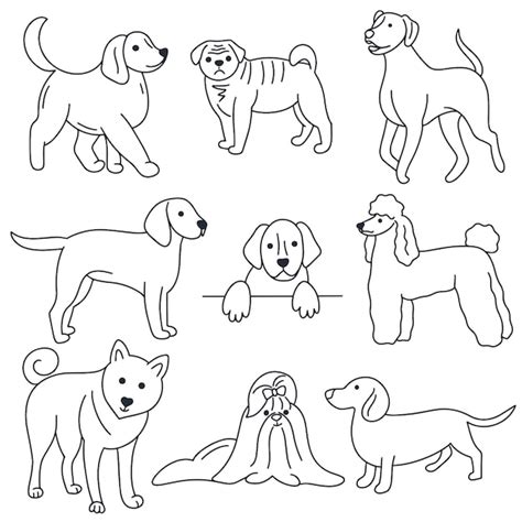 Dog Breed Outline Drawing Clip Art Set | emjmarketing.com