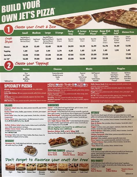 Jets Pizza Chicago Carry Out Menu Scanned Menu With Prices