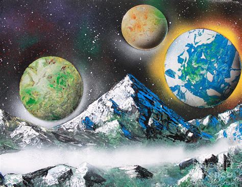 Three Planets Painting by Greg Moores - Pixels