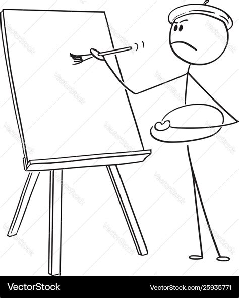 Cartoon Man Artist Painting On Canvas Royalty Free Vector