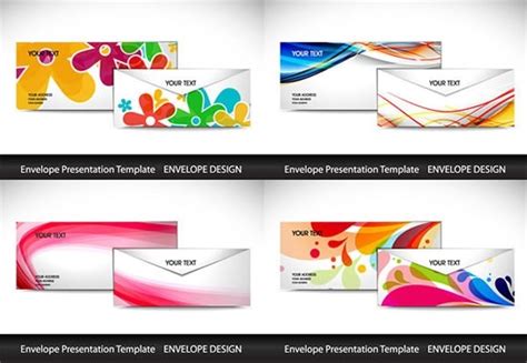 Envelope Templates Colorful Modern Floral Dynamic Decor Vectors Graphic Art Designs In Editable