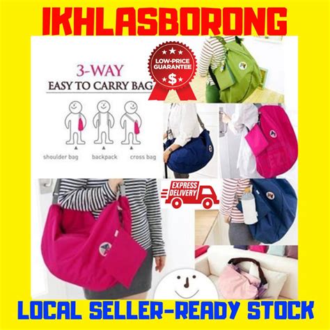 Iconic 3 Way Bag Foldable Large Travel Backpack Shopping Malaysia Ready