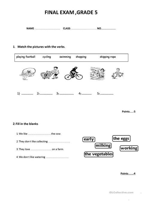 Grade 5 English Worksheets Caps