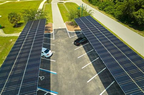 Premium Photo Aerial View Of Solar Panels Installed As Shade Roof