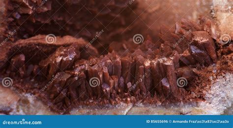 Brown Calcite Crystal Grown In A Rock Cavity Stock Photo Image Of