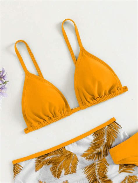 Ensemble Bikini Cordonnet Imprim Int Gral Avec Bretelles Spaghetti