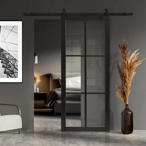 Black Internal Fully Finished Industrial Studio 6 Light Clear Glass