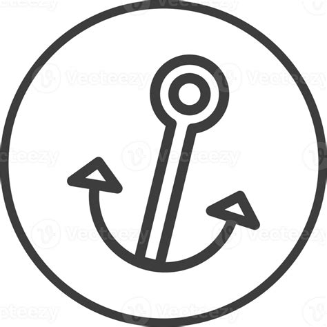 Anchor Icon In Thin Line Black Circle Frames Png