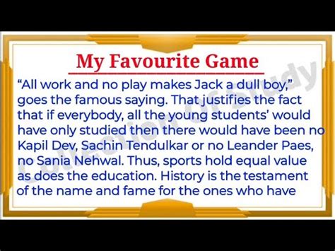 My Favourite Game Cricket Essay In English Youtube