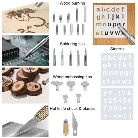 60W Wood Burning Pyrography kit Tools with Embossing/Carving/Soldering ...